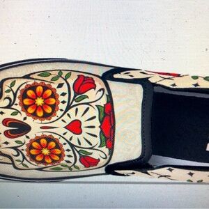 RADD Shop Happy Rose Sugar Skull Slip-On Shoes 10 Unisex New